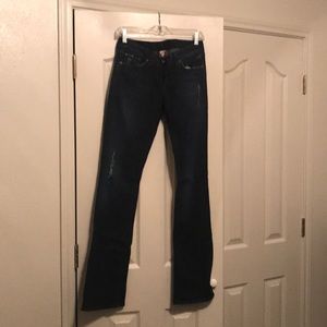 Dark distressed jeans